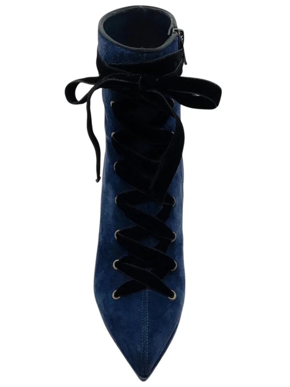 Christian Louboutin Navy Blue Suede Circus Nana 100 Booties with Black Velvet La